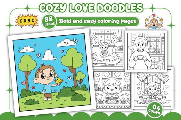 Download Cozy Love Doodles Coloring Page for Kids - Premium Bundle