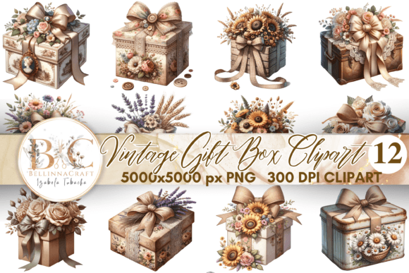 Download Vintage Rustic Gift Box Clipart Boundles - Premium Bundle
