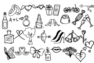 Download Set with Handdrawn Love Doodles - Love doodles Collection