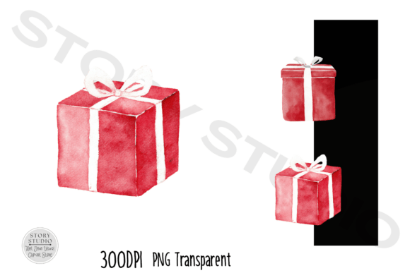 Download Watercolor Red Gift Box Clipart Set - Premium Resources
